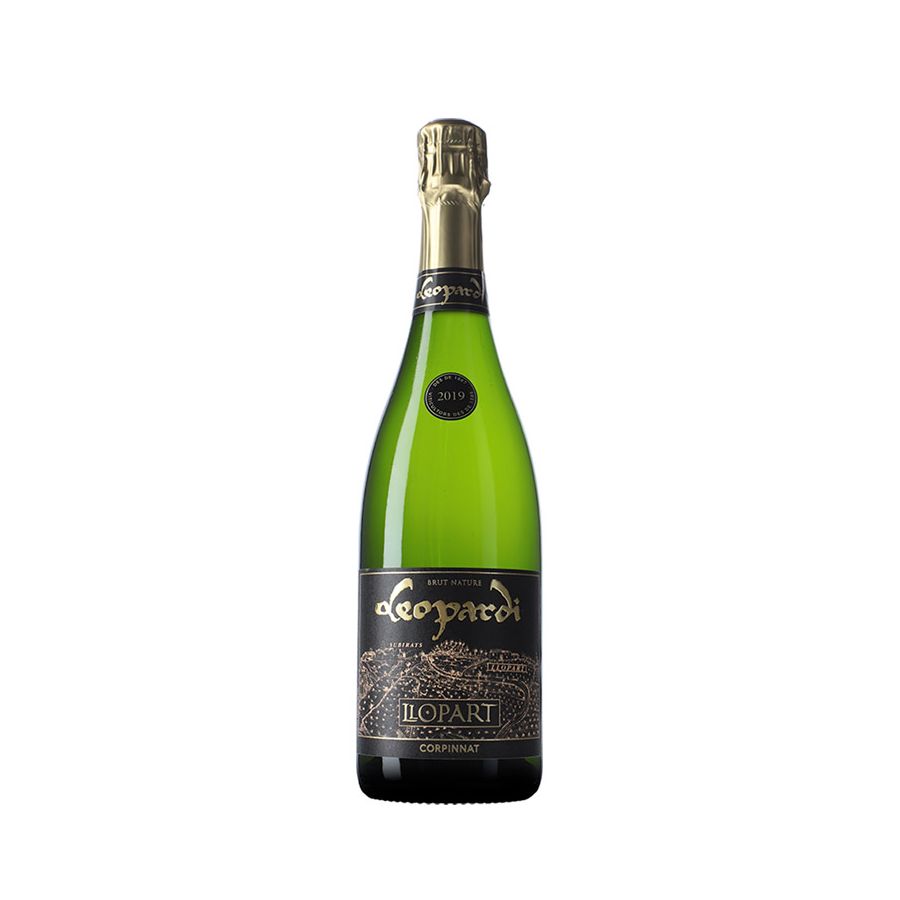 Botella de Llopart Leopardi Vintage Reserva Brut Nature Corpinnat 75cl en fons transparent