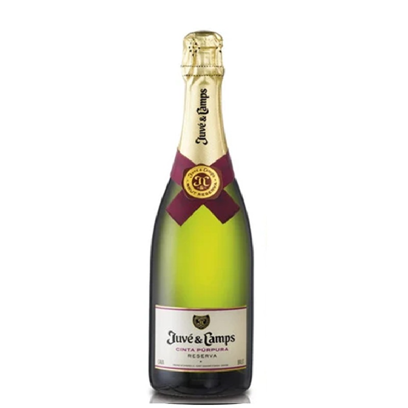 Botella de Cava Juvé & Camps Cinta Púrpura Brut Reserva 75cl en fons transparent
