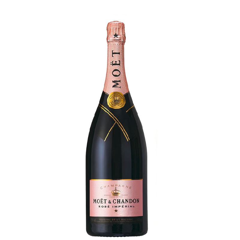 Botella de Champagne Moët & Chandon Impérial Rosé 75cl en fons transparent