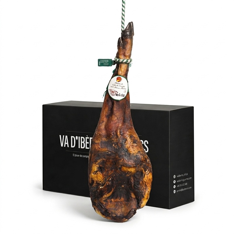 Paleta de cebo de campo 50% raça ibèrica amb brida verda de Jamones Eíriz i caixa de regal Va d'Ibèrics